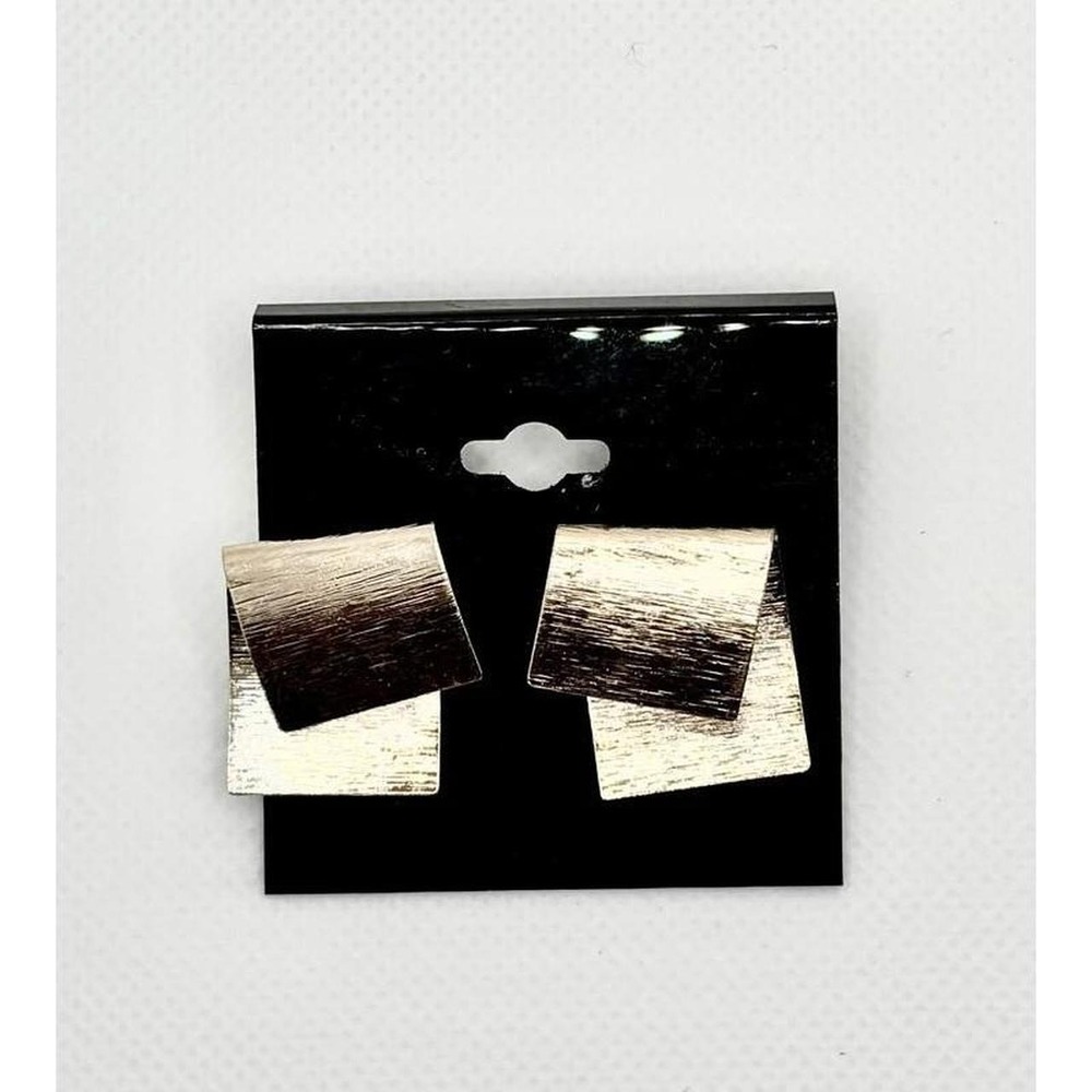 Retro Silver-Tone Geometric Foldover Post Earrings